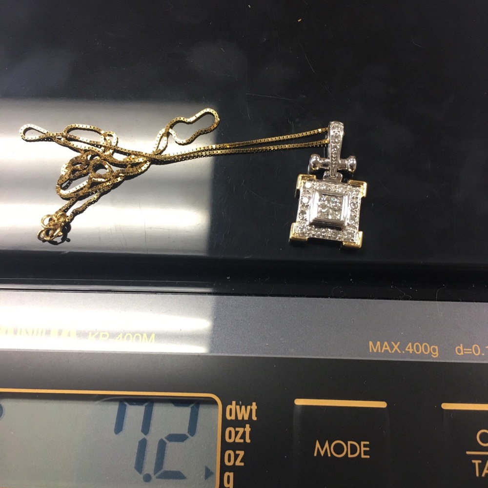 18K yellow gold diamonds pendant - Picture 3 of 6